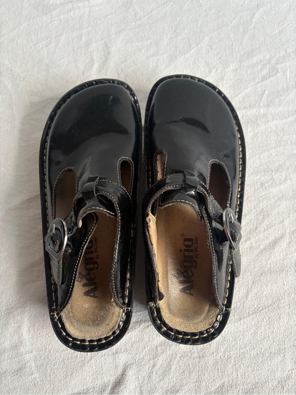 Alegria Black Patent Moccasin Clogs with Buckle - Picture 13 of 15